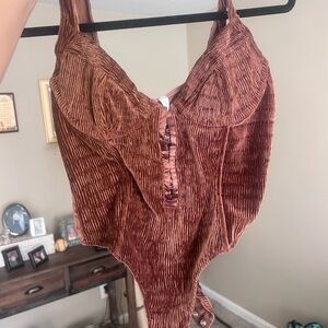 Free People Copper Velvet Bodysuit// Bustier